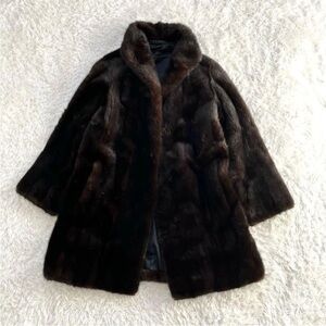 Vintage REAL MINK coat (medium length, brown)
